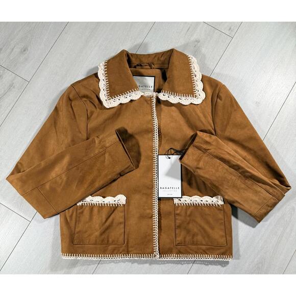 NWT Bagatelle Collection Crochet Trim Jacket Caramel Size XS - Picture 4 of 12